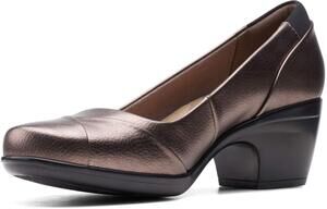 CLARKS WOMEN'S EMILY ALEXA PUMP, BLACK LEATHER, 8